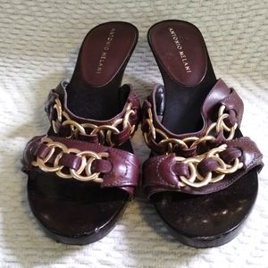 Antonio Melanie dark brown sandal pumps.